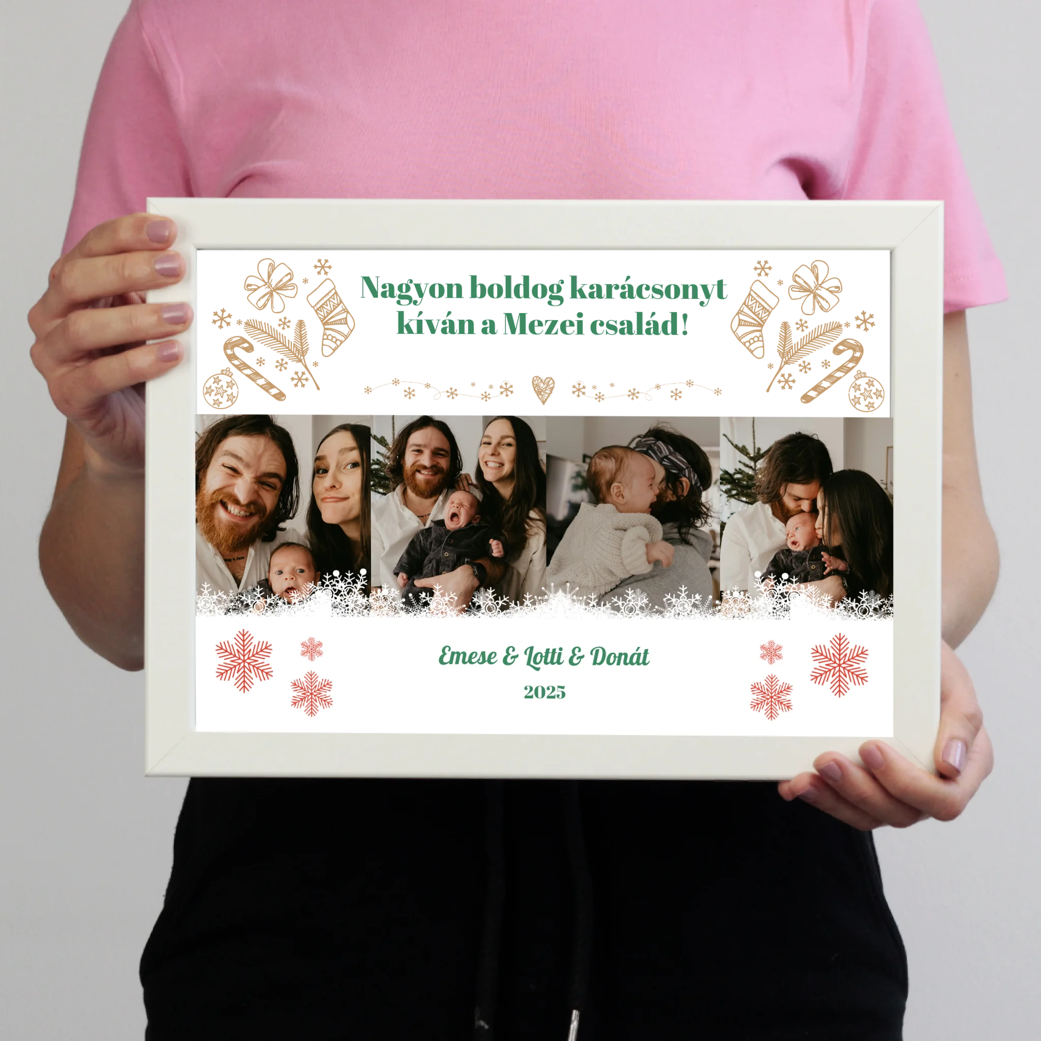  Karácsonyi falikép 4 képpel és egyedi feliratokkal