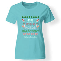 Az első közös karácsony szerkeszthető dátummal és névvel páros női póló