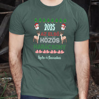 Az első közös karácsony szerkeszthető dátummal és névvel páros férfi póló