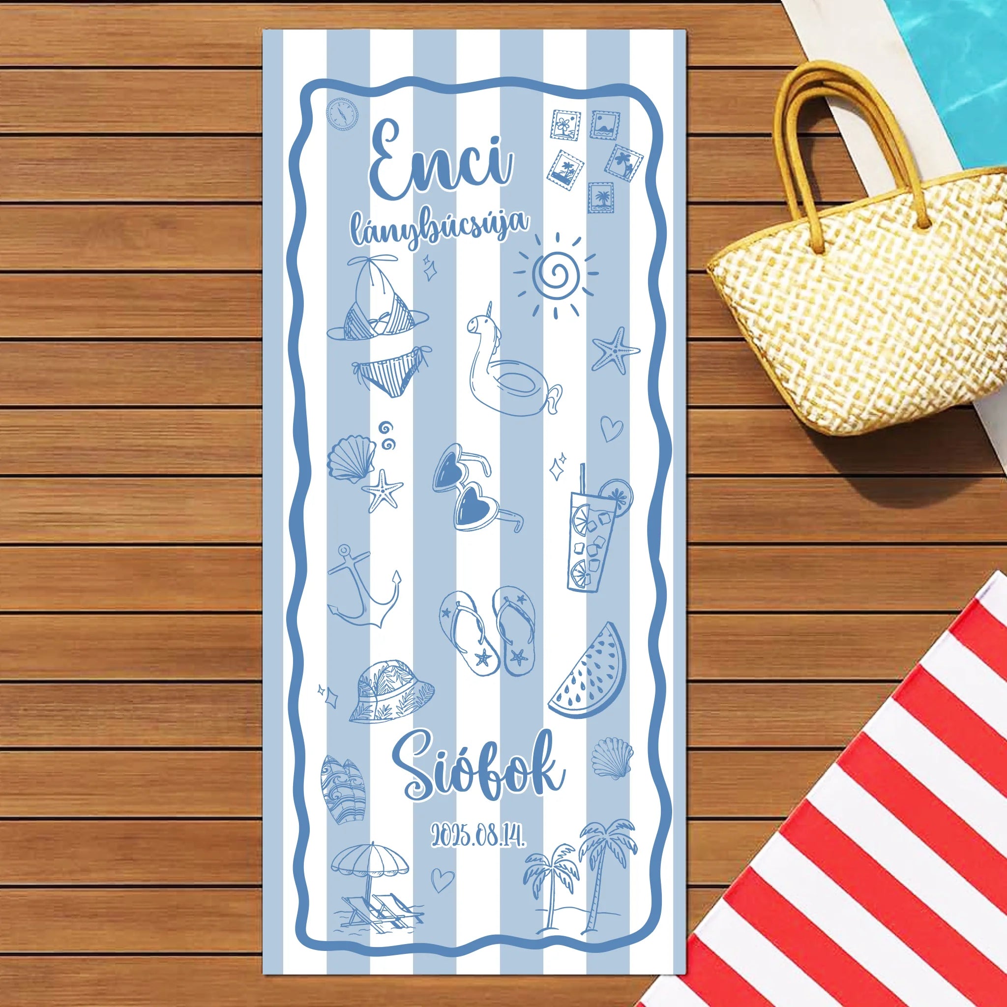 Egyedi sellős strandtörölköző névvel - egyedi ajándék gyerekeknek