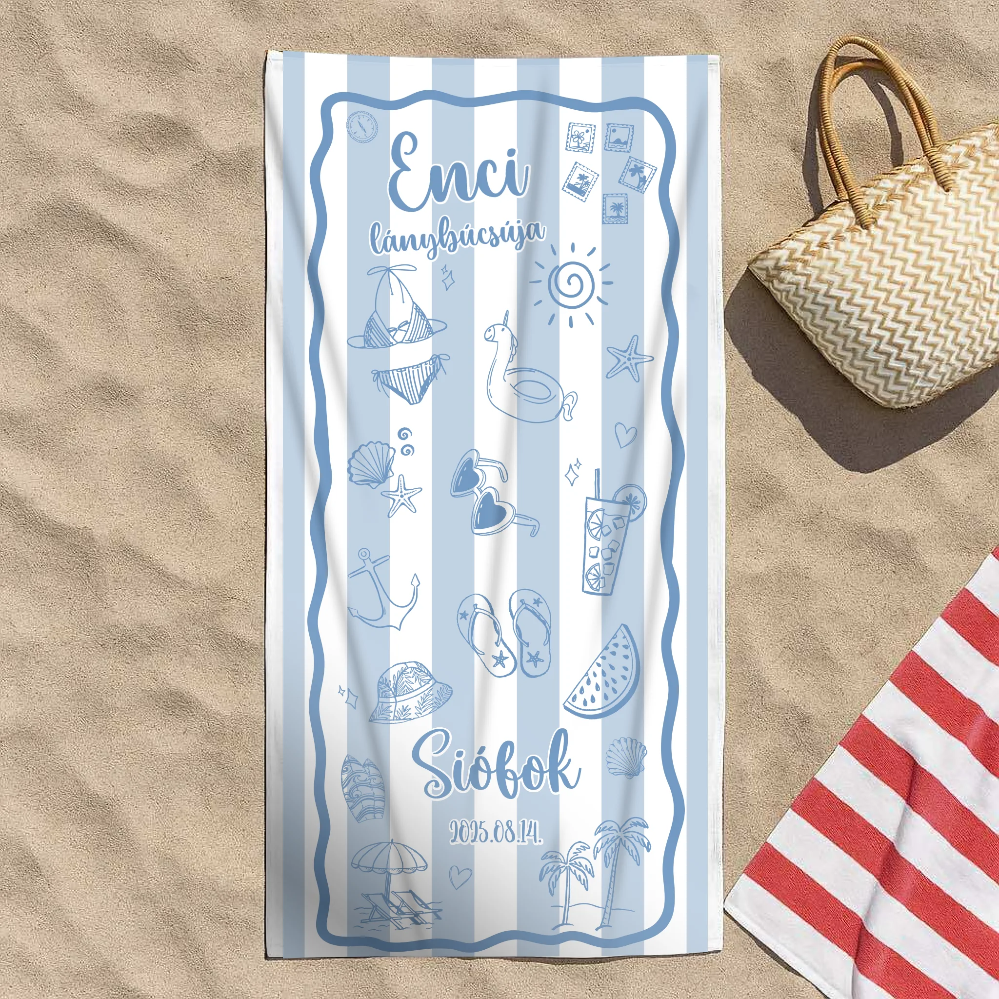Egyedi sellős strandtörölköző névvel - egyedi ajándék gyerekeknek