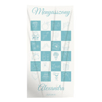 Egyedi törölköző lánybúcsúra – kockás mintával és felirattal