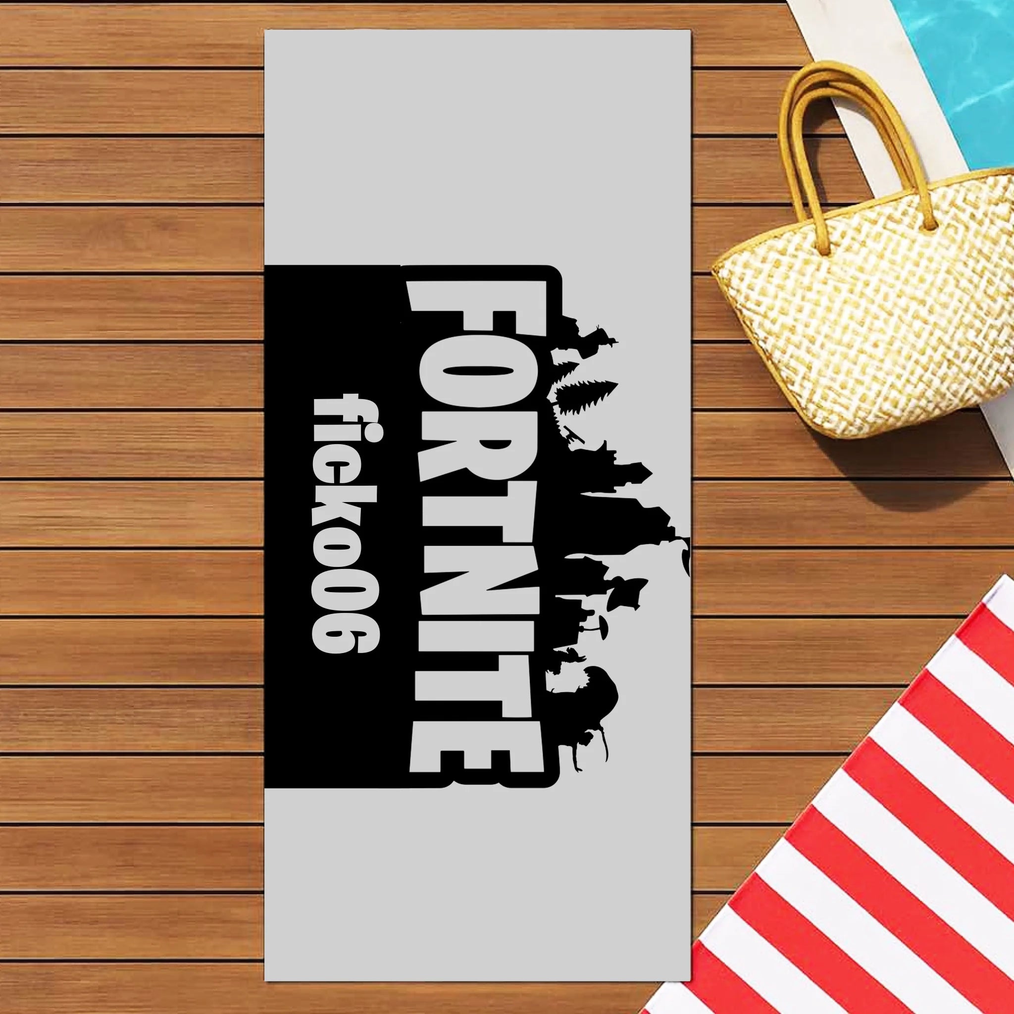 Fortnite mintás strandtörölköző szerkeszthető névvel