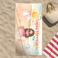 Egyedi feliratos törölköző gyerekeknek szerkeszthető karakteres mintával