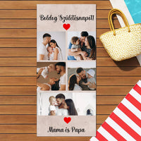 Egyedi 5 képes strandtörölköző szerkeszthető felirattal