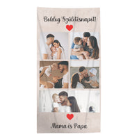 Egyedi 5 képes strandtörölköző szerkeszthető felirattal