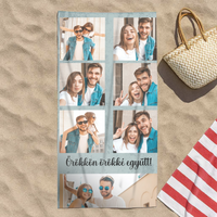 Egyedi 7 képes strandtörölköző szerkeszthető felirattal