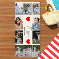 Egyedi 10 képes strandtörölköző szerkeszthető felirattal