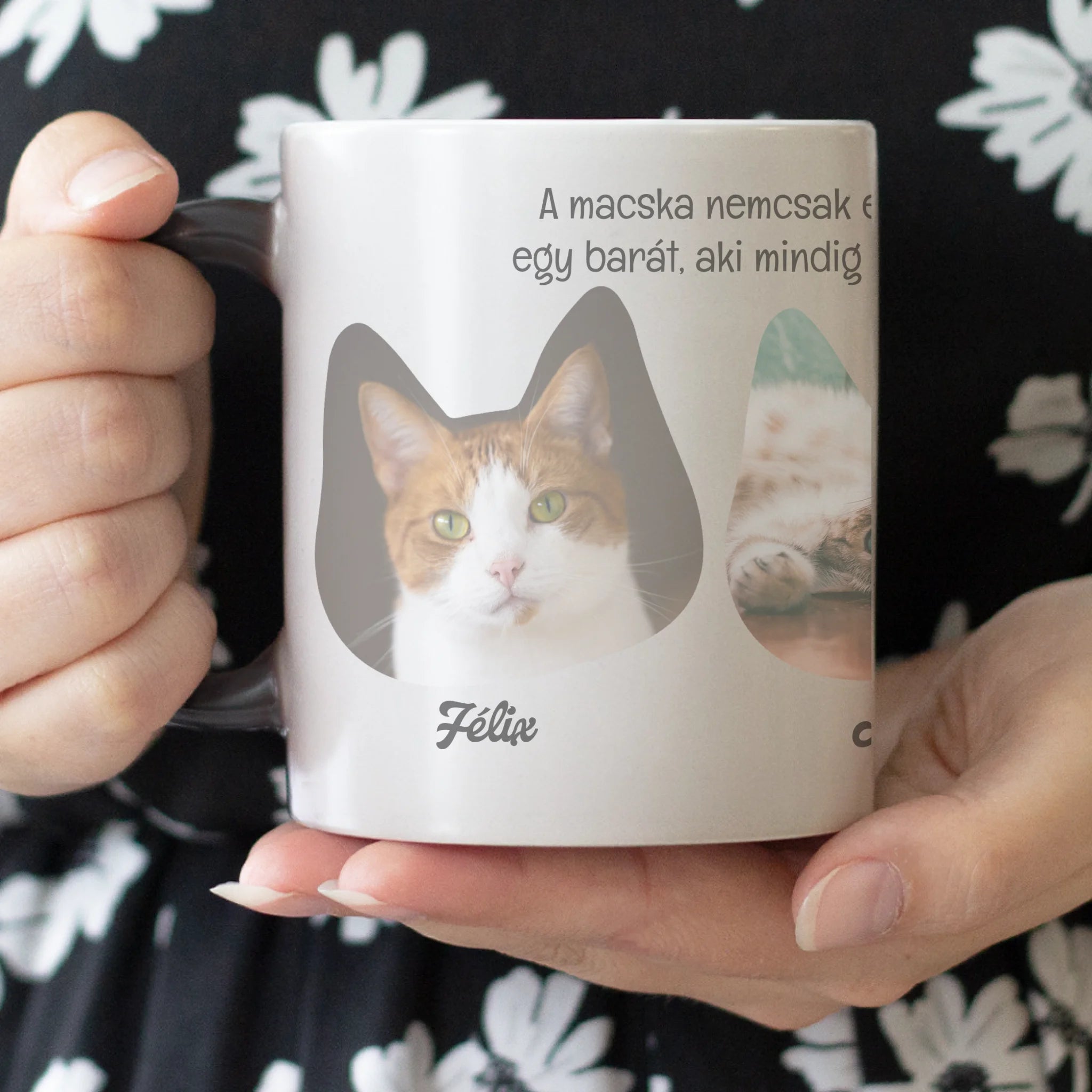 Macskás bögre gazdiknak egyedi képekkel és feliratokkal