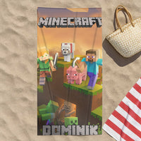 Egyedi neves törölköző gyerekeknek Minecraft mintával