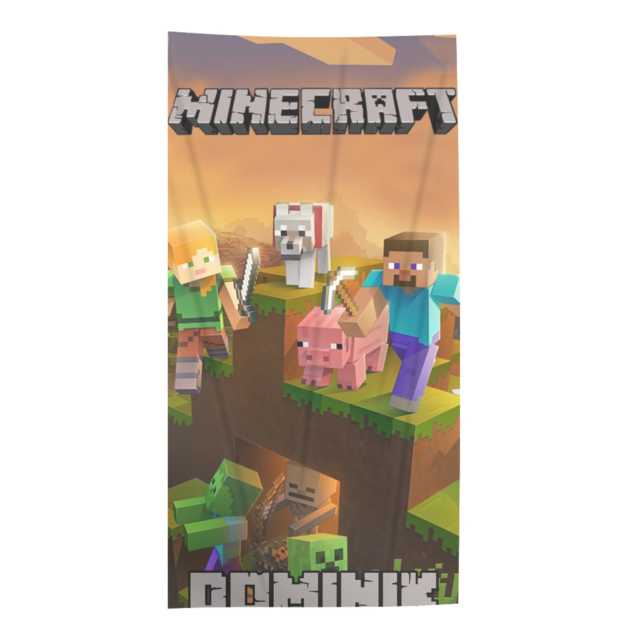 Egyedi neves törölköző gyerekeknek Minecraft mintával