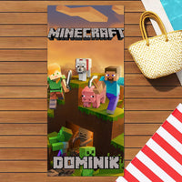 Egyedi neves törölköző gyerekeknek Minecraft mintával
