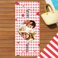 Puzzle szív - strandtörölköző saját fotóval és névvel