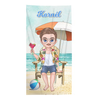Egyedi strandtörölköző cuki karakteres - ajándék férfiaknak