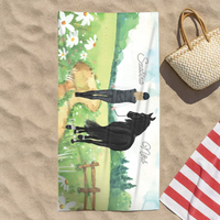 Szerkeszthető lovas törölköző nőknek