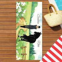 Szerkeszthető lovas törölköző nőknek