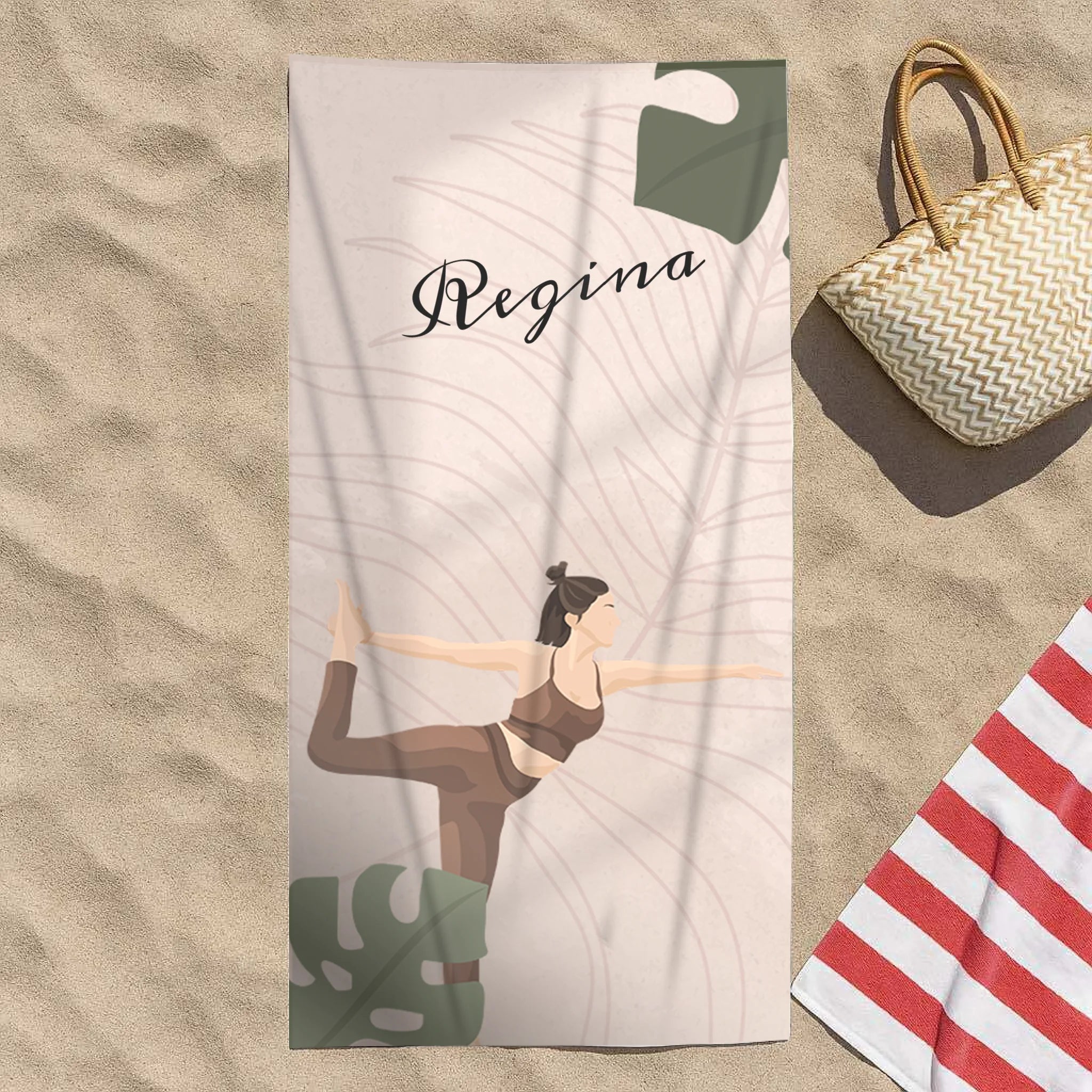 Jóga mintás törölköző egyedi névvel