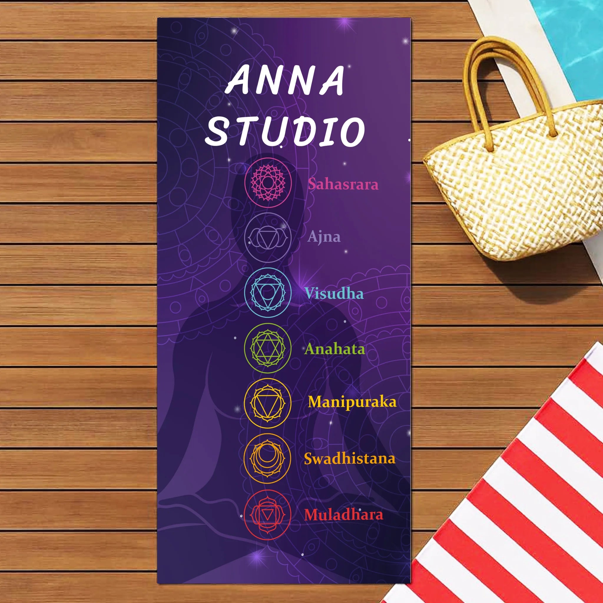 Csakra mintás törölköző egyedi névvel