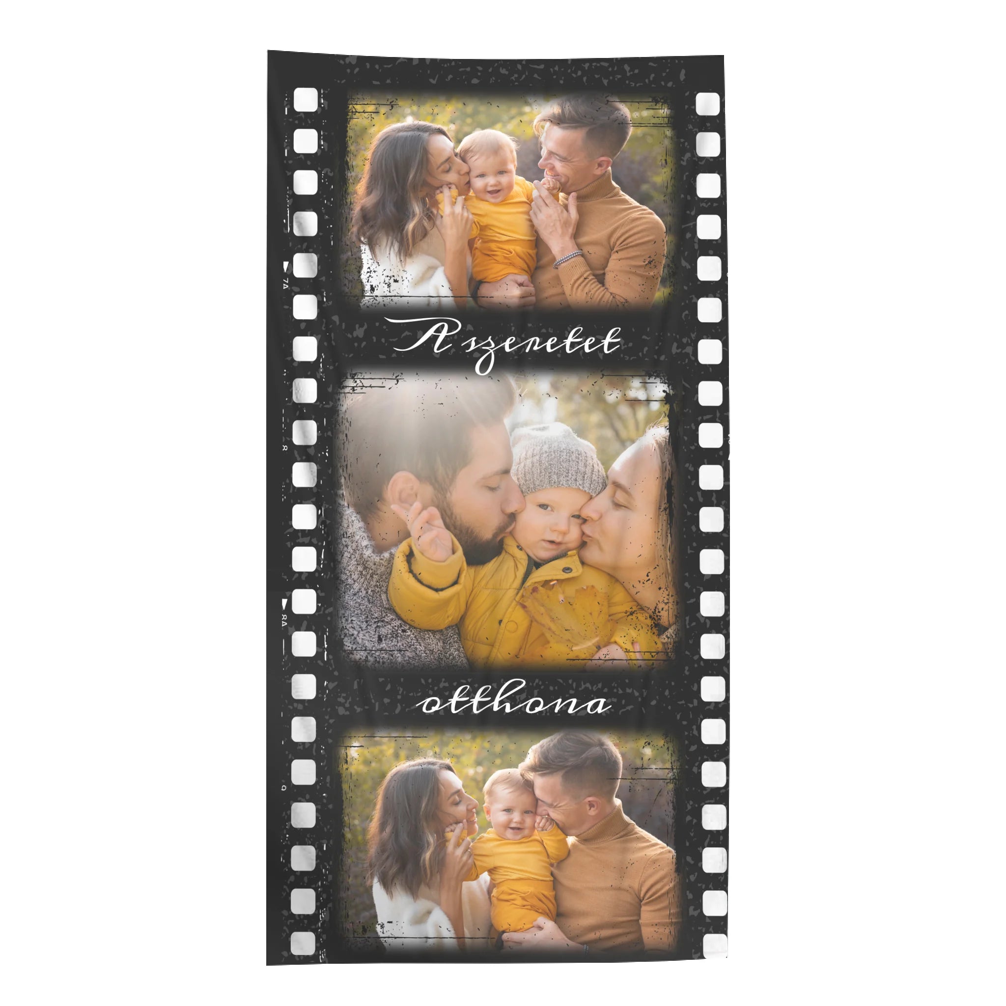 Egyedi 3 képes strandtörölköző szerkeszthető felirattal