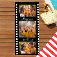 Egyedi 3 képes strandtörölköző szerkeszthető felirattal