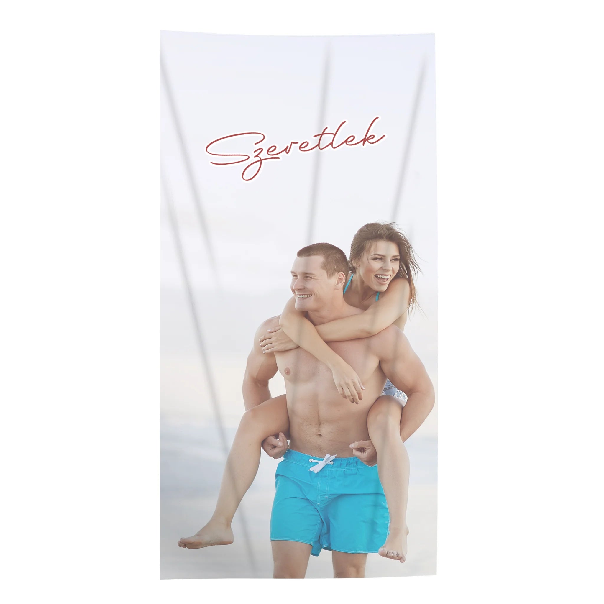 Egyedi képes strandtörölköző szerkeszthető felirattal