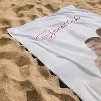 Egyedi képes strandtörölköző szerkeszthető felirattal