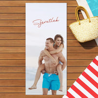 Egyedi képes strandtörölköző szerkeszthető felirattal