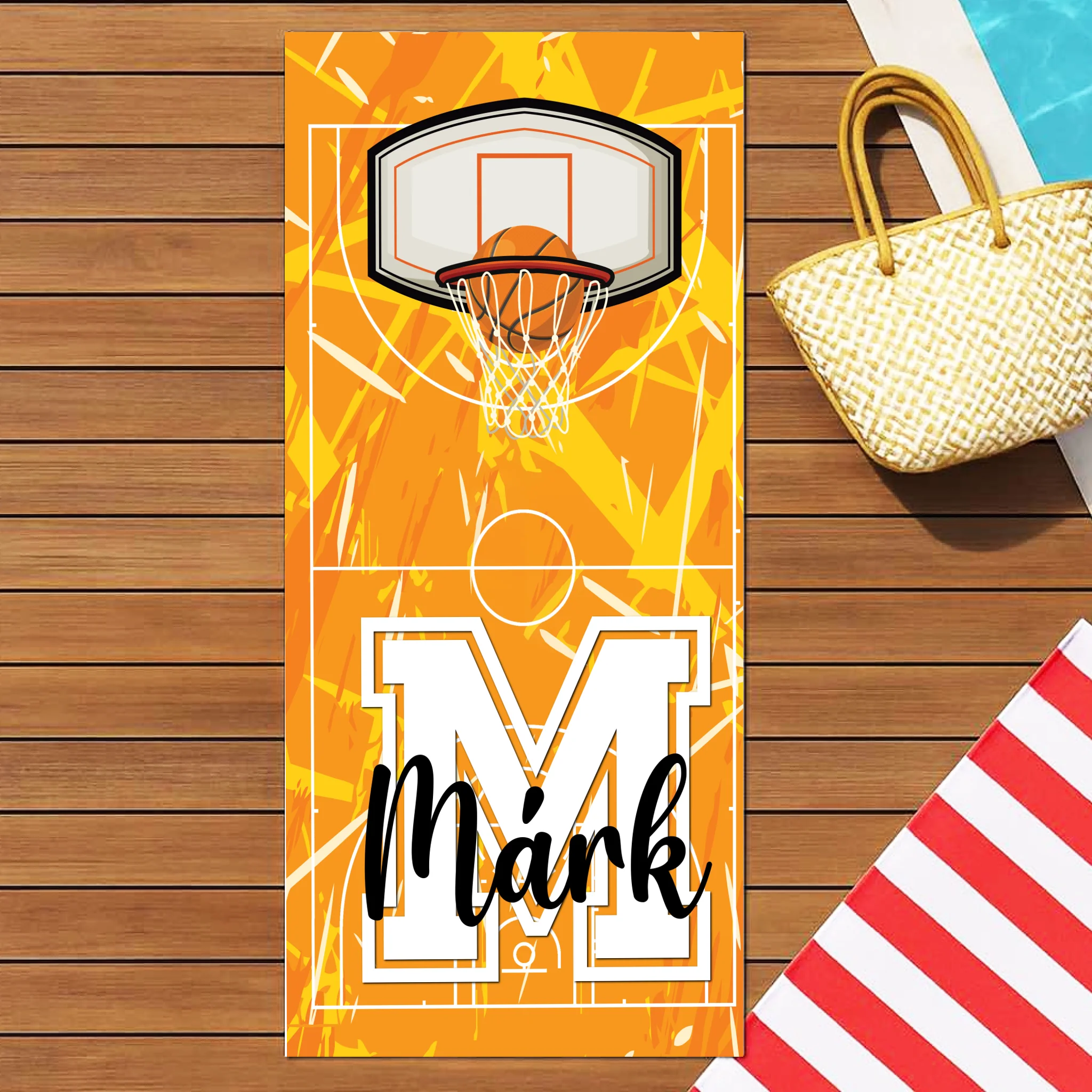 Ajándék kosárlabdázóknak - személyre szabott strandtörölköző névvel