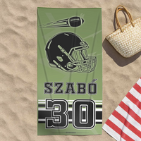 Ajándék amerikai focistáknak - személyre szabott strandtörölköző névvel, számmal