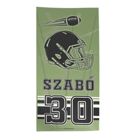 Ajándék amerikai focistáknak - személyre szabott strandtörölköző névvel, számmal