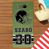 Ajándék amerikai focistáknak - személyre szabott strandtörölköző névvel, számmal