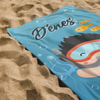 Egyedi strandtörölköző gyerekeknek személyre szabható fiús mintával