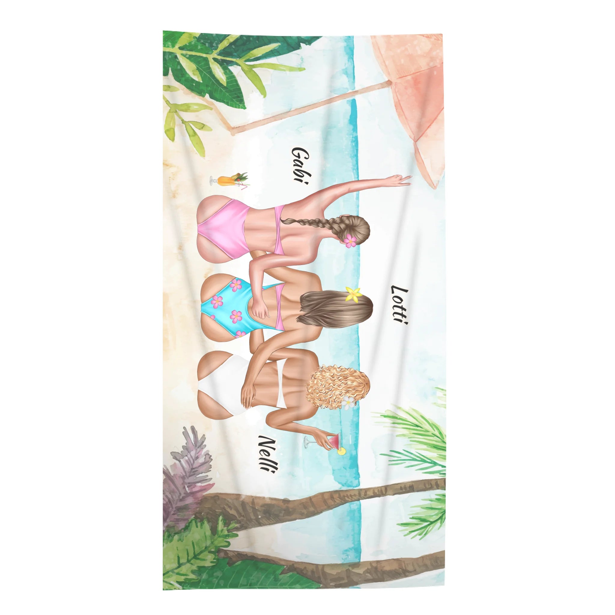 Egyedi strandtörölköző gyerekeknek személyre szabható lányos mintával