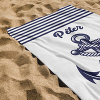 Tengerész stílusú névre szóló egyedi strandtörölköző