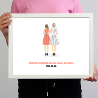 Koszorúslányok menyasszonnyal falikép saját felirattal