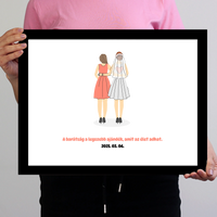 Koszorúslányok menyasszonnyal falikép saját felirattal