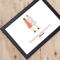 Koszorúslányok menyasszonnyal falikép saját felirattal