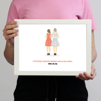 Koszorúslányok menyasszonnyal falikép saját felirattal