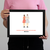 Koszorúslányok menyasszonnyal falikép saját felirattal