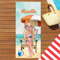 Egyedi strandtörölköző cuki karakteres - ajándék nőknek