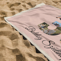 Egyedi képes 30-as ajándék törölköző szerkeszthető felirattal és évszámmal