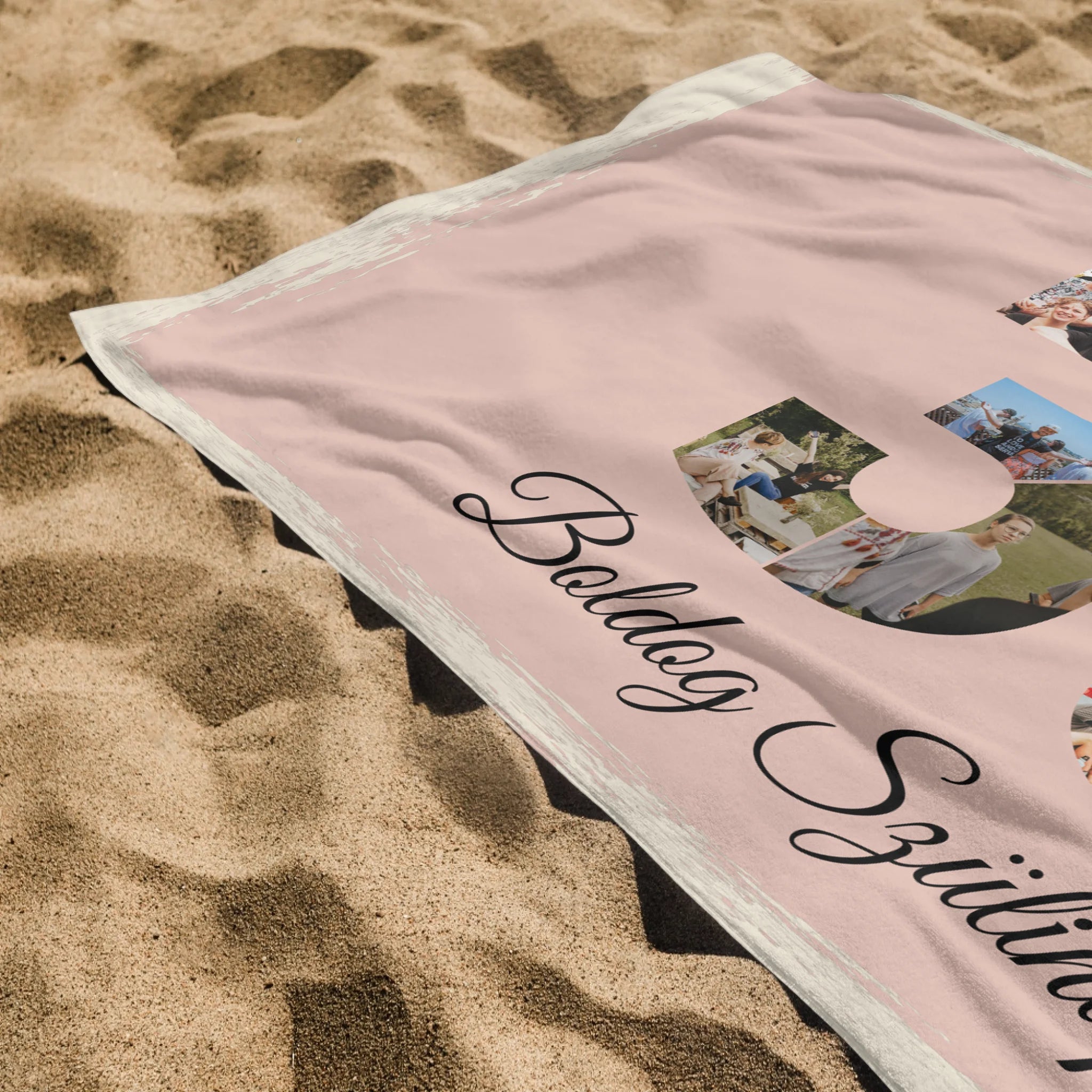 Egyedi képes 30-as ajándék törölköző szerkeszthető felirattal és évszámmal