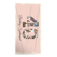 Egyedi képes 40-es ajándék törölköző szerkeszthető felirattal és évszámmal