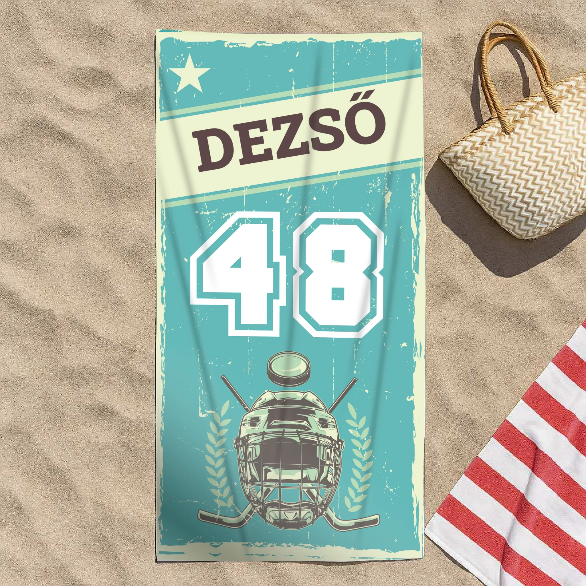 Ajándék jégkorong játékosoknak - személyre szabott törölköző névvel