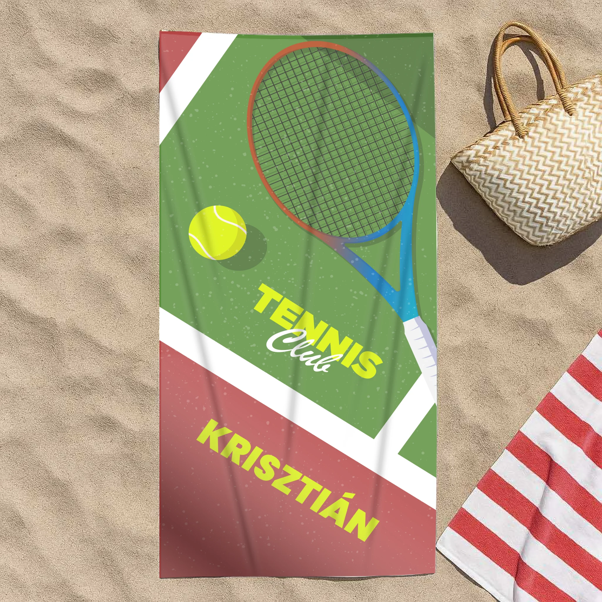 Ajándék tenisz kedvelőknek - személyre szabott törölköző névvel