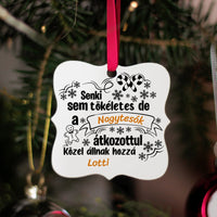 Vicces feliratos karácsonyi mintás négyzetes karácsonyfadísz