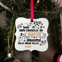 Vicces feliratos karácsonyi mintás négyzetes karácsonyfadísz
