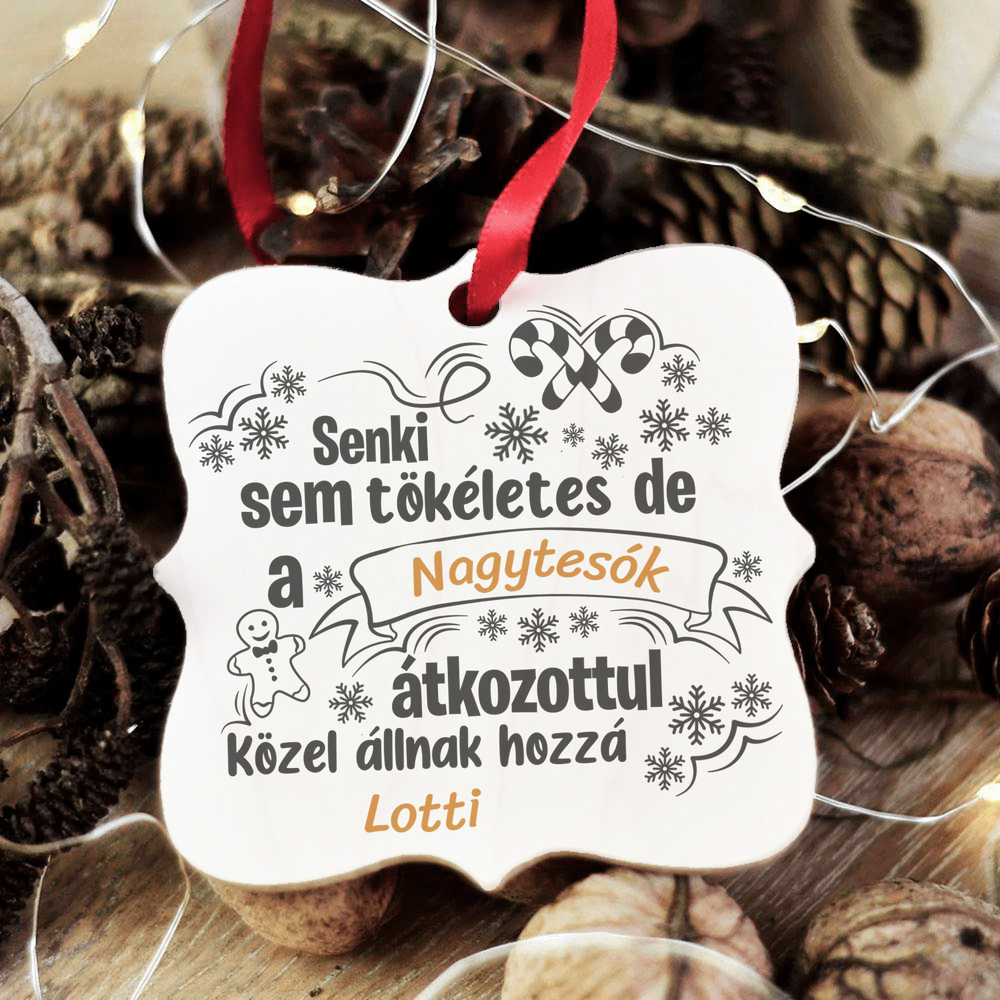 Vicces feliratos karácsonyi mintás négyzetes karácsonyfadísz
