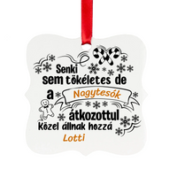 Vicces feliratos karácsonyi mintás négyzetes karácsonyfadísz