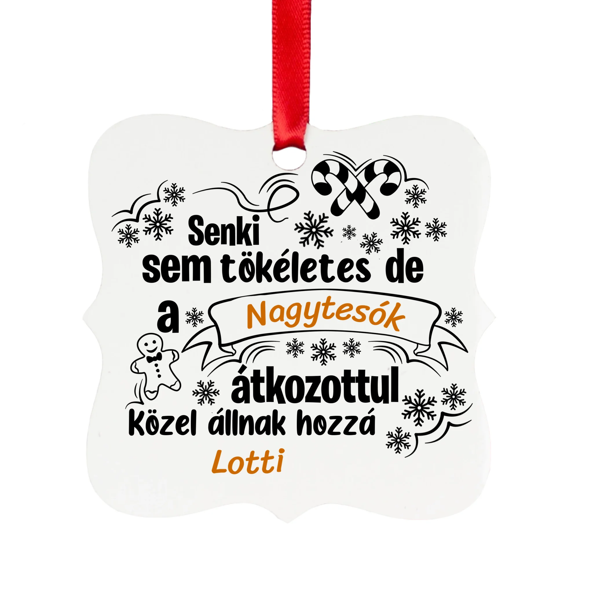 Vicces feliratos karácsonyi mintás négyzetes karácsonyfadísz